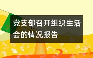 黨支部召開組織生活會(huì)的情況報(bào)告