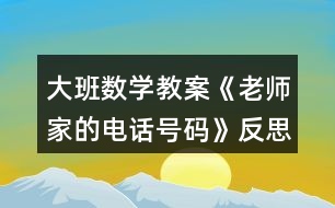 大班數(shù)學教案《老師家的電話號碼》反思