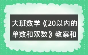 大班數(shù)學(xué)《20以?xún)?nèi)的單數(shù)和雙數(shù)》教案和反思