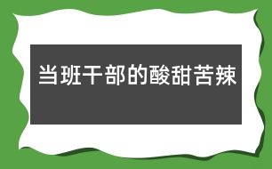 當班干部的酸甜苦辣