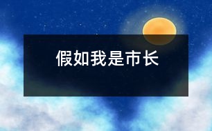 假如我是市長(zhǎng)