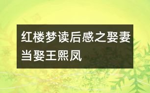 紅樓夢讀后感之娶妻當娶王熙鳳