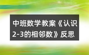 中班數學教案《認識2-3的相鄰數》反思