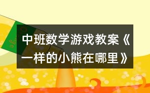 中班數(shù)學游戲教案《一樣的小熊在哪里》反思