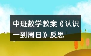 中班數(shù)學(xué)教案《認(rèn)識(shí)一到周日》反思