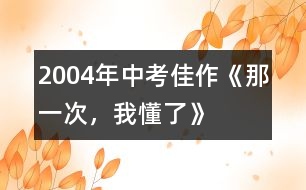 2004年中考佳作《那一次，我懂了》