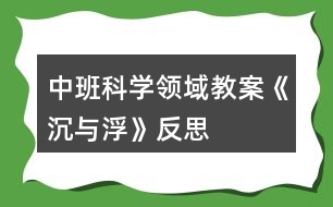 中班科學(xué)領(lǐng)域教案《沉與浮》反思