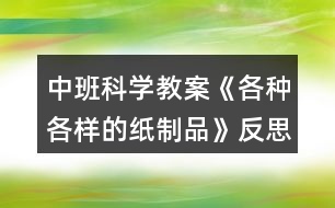 中班科學(xué)教案《各種各樣的紙制品》反思