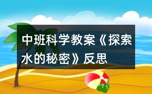 中班科學教案《探索水的秘密》反思