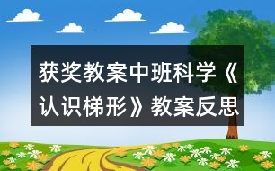 獲獎教案中班科學(xué)《認(rèn)識梯形》教案反思