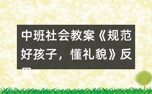 中班社會教案《規(guī)范好孩子，懂禮貌》反思