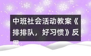 中班社會活動教案《排排隊，好習慣》反思