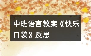 中班語(yǔ)言教案《快樂口袋》反思