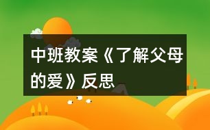 中班教案《了解父母的愛》反思