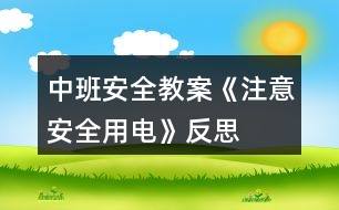 中班安全教案《注意安全用電》反思