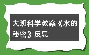 大班科學教案《水的秘密》反思