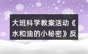 大班科學教案活動《水和油的小秘密》反思