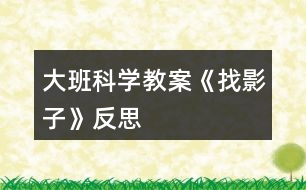 大班科學(xué)教案《找影子》反思