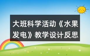 大班科學(xué)活動《水果發(fā)電》教學(xué)設(shè)計反思