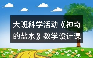 大班科學活動《神奇的鹽水》教學設計課后反思