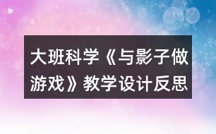 大班科學《與影子做游戲》教學設計反思