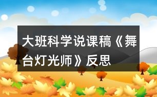 大班科學說課稿《舞臺燈光師》反思