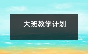 大班教學(xué)計(jì)劃