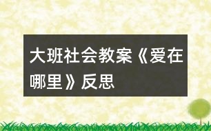 大班社會教案《愛在哪里》反思