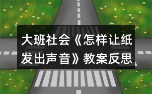 大班社會(huì)《怎樣讓紙發(fā)出聲音》教案反思