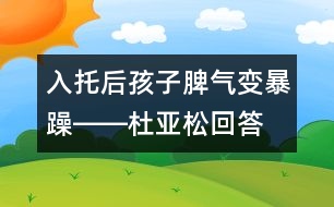 入托后孩子脾氣變暴躁――杜亞松回答