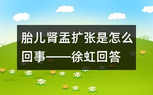 胎兒腎盂擴張是怎么回事――徐虹回答