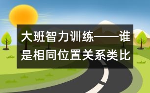 大班智力訓(xùn)練――誰是相同位置關(guān)系（類比、空間、創(chuàng)造、語言）