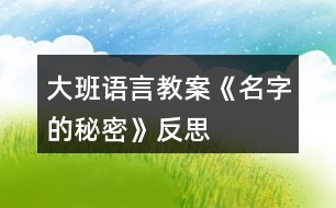 大班語(yǔ)言教案《名字的秘密》反思