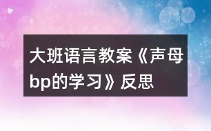 大班語言教案《聲母b、p的學習》反思