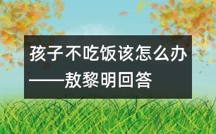 孩子不吃飯?jiān)撛趺崔k――敖黎明回答