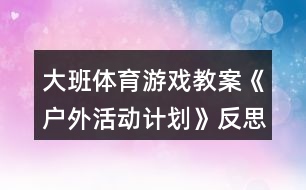 大班體育游戲教案《戶外活動計劃》反思