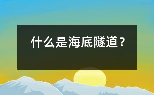 什么是海底隧道？