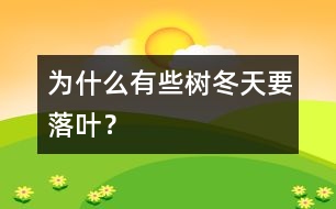 為什么有些樹冬天要落葉？